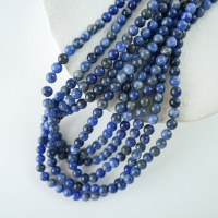 Blålig kalksten，6mm rund，hel streng 38cm