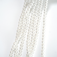 Crystal pearl,4mm diamantslebet rund/40cm, Hel Streng - Cream