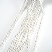 Crystal pearl,5.7mm diamantslebet rund/40cm, Hel Streng - Cream