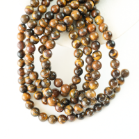 Gul Tigerøje，10mm rund，hel streng 38cm