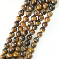 Gul Tigerøje，12mm rund，hel streng 38cm