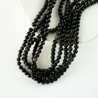 Guldobsidian，6mm rund，hel streng 38cm