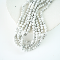 Hvid Turkis，6mm rund，hel streng 38cm