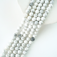 Hvid Turkis，8mm rund，hel streng 38cm