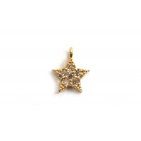 Vedhæng, stjerne m/zirkonia, ca. 9x7,5x2 mm, FG med 18 K guld, 1 stk.