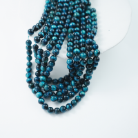 Iriserende Tigerøje,8mm rund，hel streng 37cm - Påfugleblå