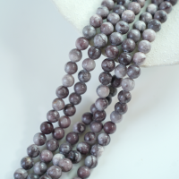 Lilla Træmønstret Sten，8mm rund，hel streng 38cm