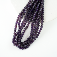 Mørk lilla amethyst，6mm rund，hel streng 38cm
