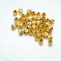 Mellemperle 4mm runde perler,Sølvbelagt, 18kt guldbelagte, 6stk