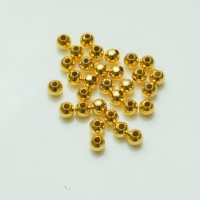 Mellemperle 4mm runde perler,Sølvbelagt, 18kt guldbelagte, 6stk