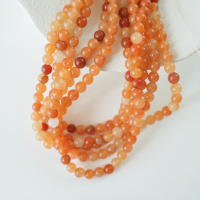 Rød aventurin，6mm rund，hel streng 38cm