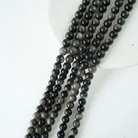 Sølvobsidian，8mm rund，hel streng 38cm