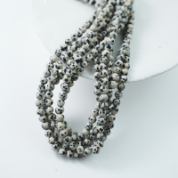 Sort-hvid Plettet Chalcedon，6mm rund，hel streng 37cm