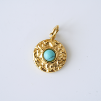 Vedhæng med indstillede ædelstene,FG,12mm,1 stk.‌- Blå Turkis