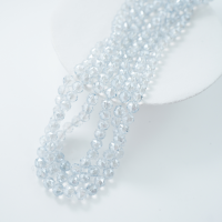 Zirkon,Diamantslebet Rund, 9.5*9.5mm/35cm，Hel Streng - Klar med blå nuance 