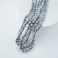 Zirkon,Diamantslebet Rund, 9.5*9.5mm/35cm，Hel Streng - ‌Sølv 