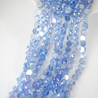 Zirkon,Facetslebne mønter, 8mm/54cm，Hel Streng - Lyseblå