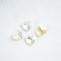 Zirkon,Hjerte,14mm，2 stk. - Forchromet