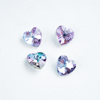 Zirkon,Hjerte,14mm，2 stk. - Lyslilla