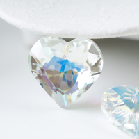 Zirkon,Hjerte,28*27.8mm，1 stk. - Forchromet