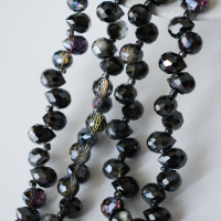 Zirkon,Jordbær,11*8mm/70cm，Hel Streng -Forzinket sort