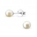Medium Pearl Ear Studs Silver